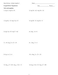 Logarithmic Equations Pdf Kuta