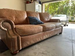 light brown leather couch in