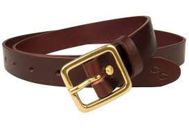 Narrow Leather Belt - Mulberry Color Leather - Solid Brass Buckle - BELT DESIGNS
