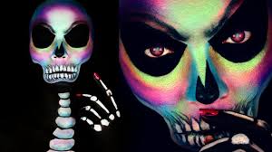 holographic skull halloween makeup
