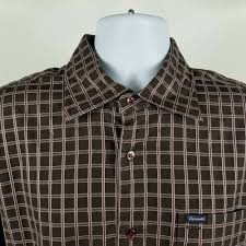 Faconnable Mens Dark Brown Check L S Casual Dress Button