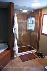 ipe wood shower and jetted bathtub