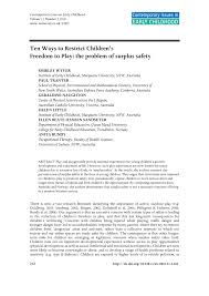 Check spelling or type a new query. Pdf Ten Ways To Restrict Children S Freedom To Play The Problem Of Surplus Safety