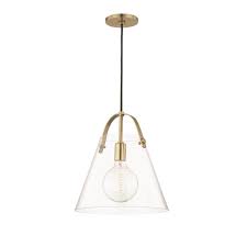 Mitzi By Hudson Valley Lighting Karin 1 Light Aged Brass Large Pendant With Clear Glass H162701l Agb The Home Depot