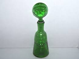 Vintage Green Glass Bottle Decanter