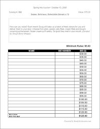 Silent Auction Bid Sheet Template Printable 5 6 Rafaelfran Co