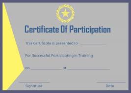 Training Participation Certificate Format Certificate