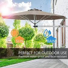 Gymax 8ft Patio Wall Mounted Cantilever Umbrella Parsol W Adjustable Pole Tan