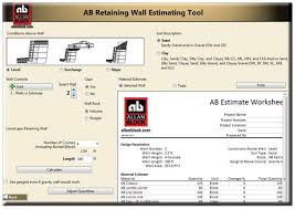 estimating tools for retaining walls