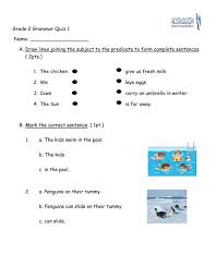 I asked an old couple for directions, but _____ of them knew where the cinema was. Grade 2 Grammar Quiz 1 Worksheet