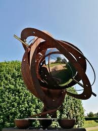 Abstract Globe Metal Yard Statue