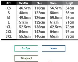 Size Chart Windbreaker Oren Sport Jacket Tracksuit