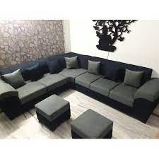 7 seater fabric modern l shape sofa set