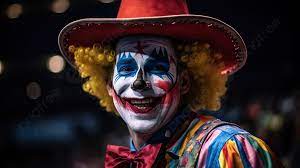 clown with colorful make up smiling and