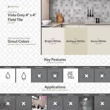 Jeffrey Court Vista Grey Zellige 4 In X 4 In Glossy Ceramic Wall Tile 5 4 Sq Ft Case Gray