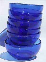 Cobalt Blue Glass Soup Salad Bowls