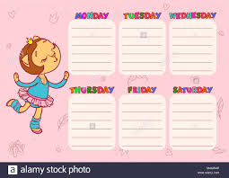 Daily Schedule For Children Vector Template For School With