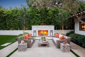 Outdoor Cream Brick Fireplace And