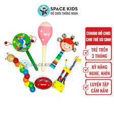 Đồ chơi gỗ thông minh Combo đồ chơi giáo dục montessori cho trẻ trên 3  tháng tuổi Space Kids - Lục lạc