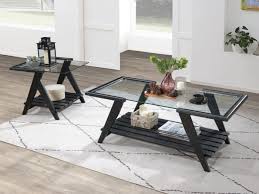 Myer 2pce Glass Coffee Side Table Set