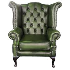 genuine leather queen anne armchair
