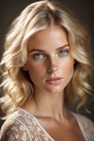 blond woman beauty face with freckles