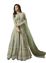 Monika Silk Mill Womens Net Embroidered Anarkali Salwar Suit Salwar Suit Materials Msmlt1706_n Green Free Size