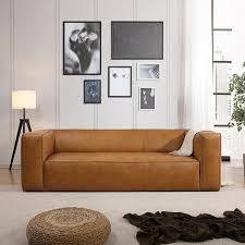 Genuine Leather Upholstered Sofa