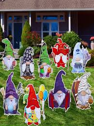 Gnomes Decorations Yard Signs 9 Pieces