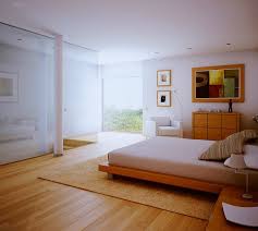 white bedroom wood floors and view