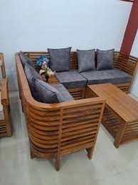 l shape sofa set in teak wood