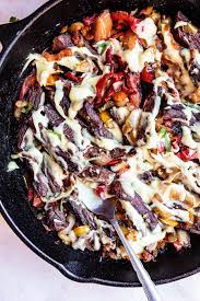 30 minute philly cheesesteak skillet