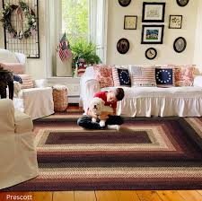 red braided rugs add a pop of color