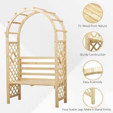 Outsunny Wood Garden Arch With Bench