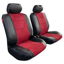 Leather Suede Car Seat Covers Red Black