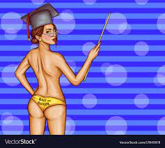 Back to school with naked female teacher Vector Image