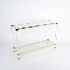 Brass Signed Console Table Paris 1970