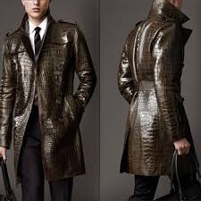 Crocodile Faux Leather Trench Coat