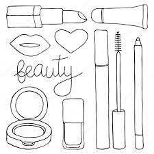 cosmetics or make up set hand drawn