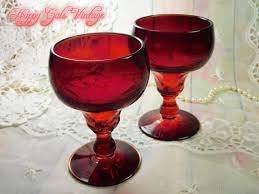 Red Liquor Glasses Set Of Two Ruby Red