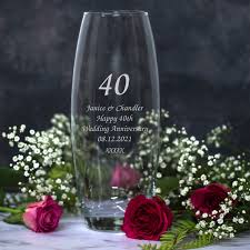 personalised gl vase for 40th ruby