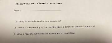 Solved Homework 10 Chemical Reactions
