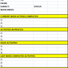 Weekly Status Report Template Excel Word Templates