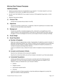 Minimal Risk Protocol Template