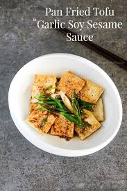 pan fried tofu in garlic soy sesame