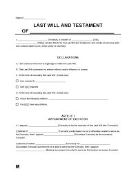 free last will and testament form