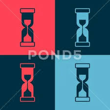 Pop Art Old Hourglass With Flowing Sand