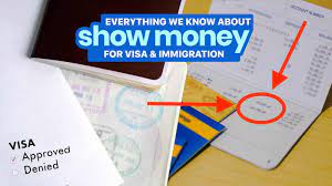 show money for visa application