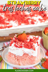 strawberry tres leches cake plain en