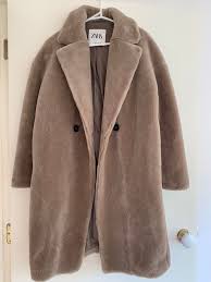 Zara Brown Teddy Coat On Designer Wardrobe